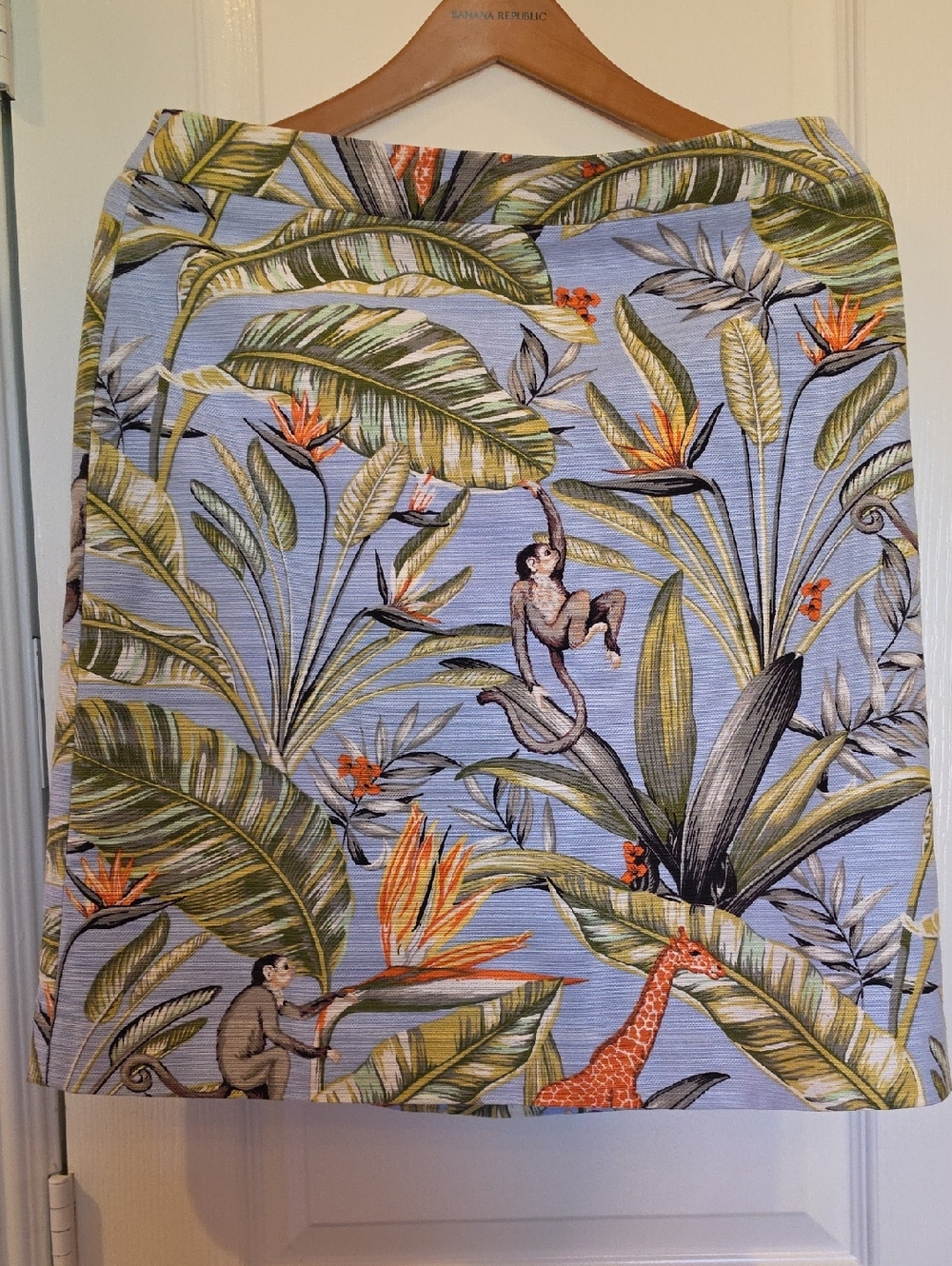 Ann Taylor Blue Tropical Leaf Print Skirt